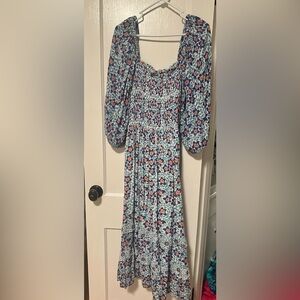 Oliphant Vibrant Blue and Orange Maxi Dress
